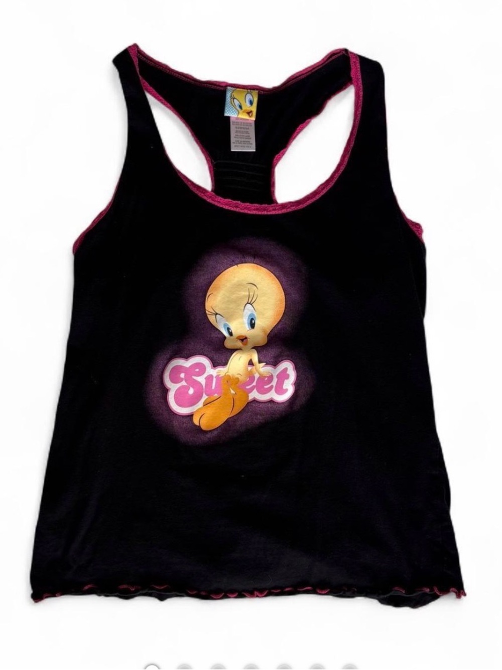 Tweety Bird y2k tank top, black & pink